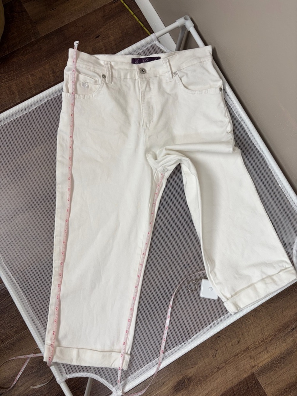 Gloria Vanderbilt White Amanda Capri High-Waist Cropped Stretch Denim Pants Sz 4 - Picture 13 of 16